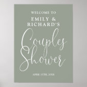 Sage Green Couples Douche Welkomstbord Poster (Voorkant)