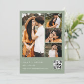 Sage Green Couple's Shower Foto QR code Kaart (Staand voorkant)