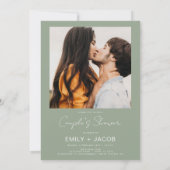 Sage Green Couple's Shower Foto QR code Kaart (Achterkant)