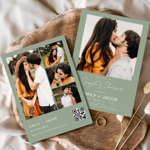Sage Green Couple's Shower Foto QR code Kaart