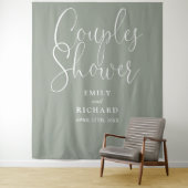 Sage Green Couples Trouwdouche Foto Achtergrond Wandkleed (In situ)