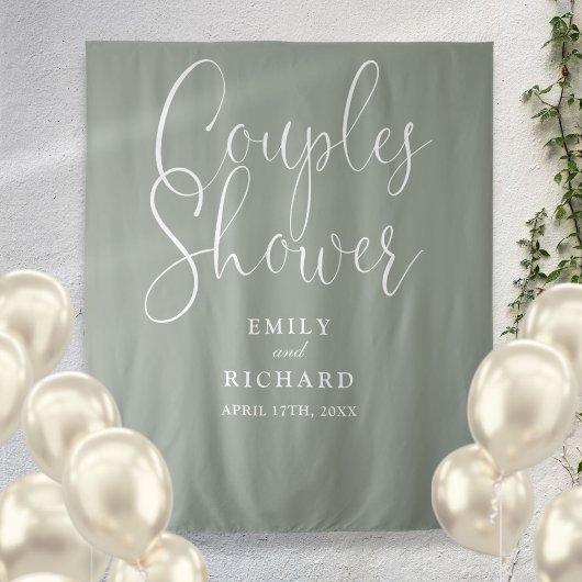 Sage Green Couples Trouwdouche Foto Achtergrond Wandkleed