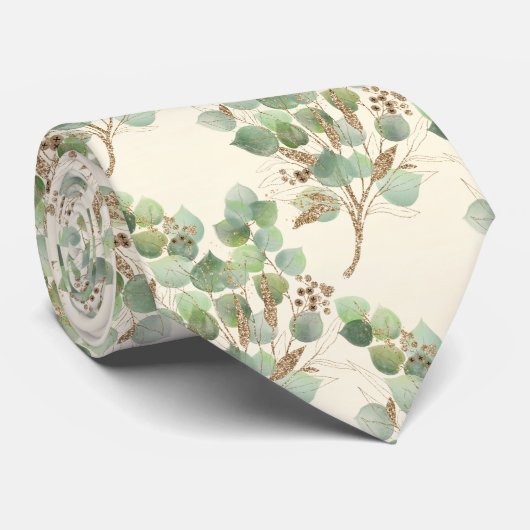 SAGE GREEN CREAM BOTANICAL EUCALYPTUS MANNEN STROP STROPDAS (Opgerold)