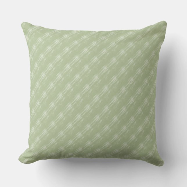 Sage Green Cream Diagonals Outdoor Pillow 20x20 Buitenkussen (Voorkant)