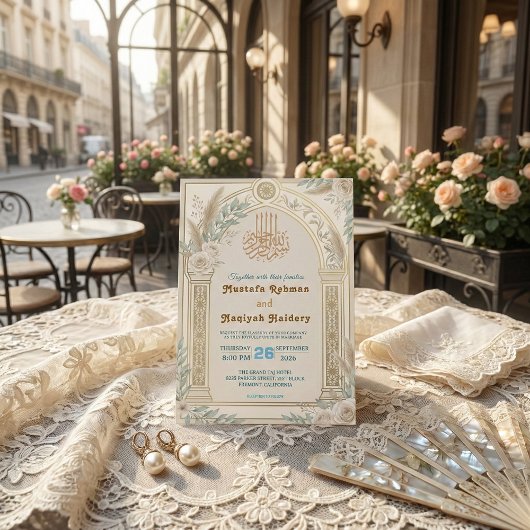 Sage Green Cream Dusty Blue Floral Luxe Kaart