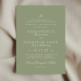 Sage Green Cream Elegant Calligraphy The Wedding Kaart