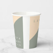 Sage Green Cream Elegant Monogram Trouwen Papieren Bekers (Links)