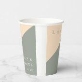 Sage Green Cream Elegant Monogram Trouwen Papieren Bekers (Rechts)