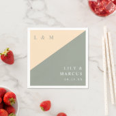 Sage Green Cream Elegant Monogram Trouwen Servet (Insitu)
