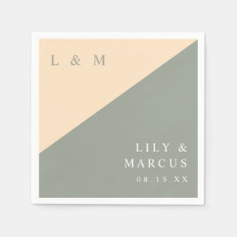 Sage Green Cream Elegant Monogram Trouwen Servet