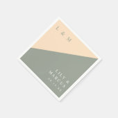 Sage Green Cream Elegant Monogram Trouwen Servet (Hoek)