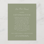 Sage Green Cream Elegant Script Formele De bruilof Informatiekaartje (Voorkant)