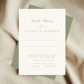 Sage Green Cream Elegant Script Formele De bruilof RSVP Kaartje