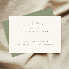 Sage Green Cream Elegant Script Formele De bruilof RSVP Kaartje