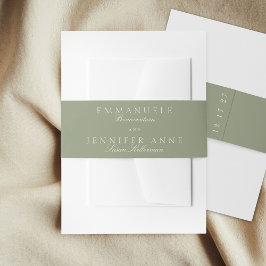 Sage Green Cream Elegant Script Formele De bruilof Uitnodigingen Wikkel
