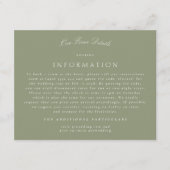 Sage Green Cream Elegant Script Wedding Details Informatiekaartje (Voorkant)