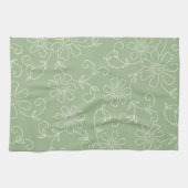 Sage Green Cream Floral Kitchen Cloth Towel Theedoek (Horizontaal)