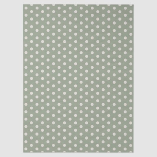 Sage Green Cream Ivory Polka Dot Tissuepapier (Voorkant)