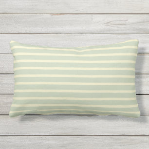 Sage Green & Cream Stripe Outdoor Lumbar Pillow Buitenkussen