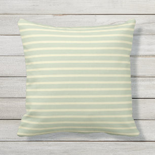 Sage Green & Cream Stripe Outdoor Pillow 16x16 Buitenkussen