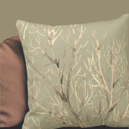 Sage Green Cream Waterverf Branches Kussen