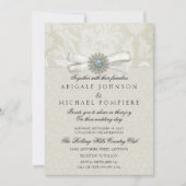 Sage Green & Cream Wedding Invitation with Sparkle Kaart (Voorkant)