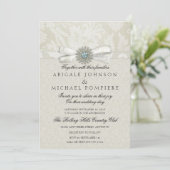 Sage Green & Cream Wedding Invitation with Sparkle Kaart (Staand voorkant)