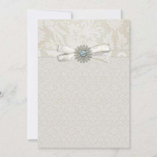 Sage Green & Cream Wedding Invitation with Sparkle Kaart (Achterkant)