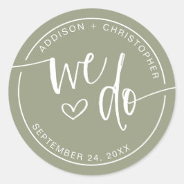 Sage Green Cream Wij doen Wedding Envelope Seals Ronde Sticker