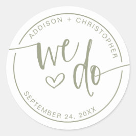 Sage Green Cream Wij doen Wedding Envelope Seals Ronde Sticker