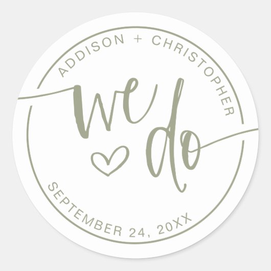 Sage Green Cream Wij doen Wedding Envelope Seals Ronde Sticker (Voorkant)