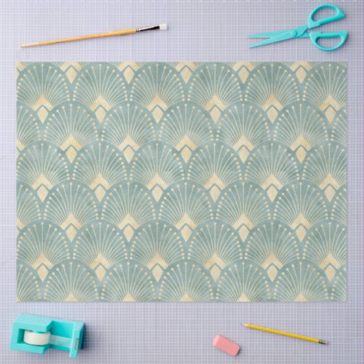 Sage Green, crème, kunstdecopatroon, , bijtend, Tissuepapier (Craft)