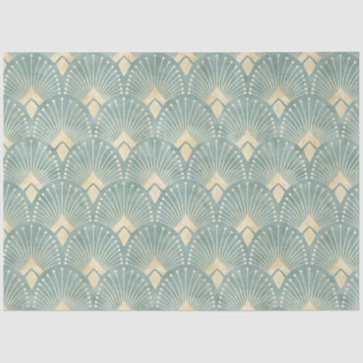 Sage Green, crème, kunstdecopatroon, , bijtend, Tissuepapier (Voorkant)