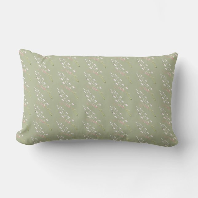 Sage Green, crème, Roos met lumbar Pillow Kussen (Voorkant)