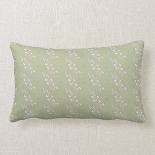 Sage Green, crème, Roos met lumbar Pillow Kussen