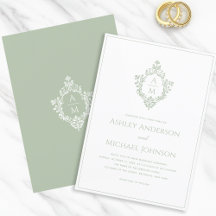 Sage Green Crest  Formal Wedding Monogram