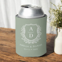 Sage Green Crest Modern Monogram Huwelijk