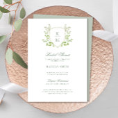 Sage Green Crest Monogram Modern Vrijgezellenfeest Kaart