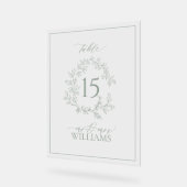 Sage Green Crest Monogram Trouwtafel Nummer Acryl Bord (Hoek)
