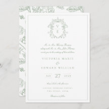 Sage Green Crest Monogram Weddenschap