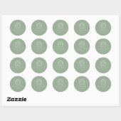 Sage Green Crest Monogram Wedding Envelope Seal Ronde Sticker (Vel)