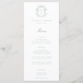 Sage Green Crest Monogram Wedding Menu (Voorkant)