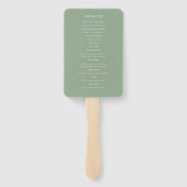 Sage Green Crest Monogram Wedding Programme Handwaaier (Achterkant)