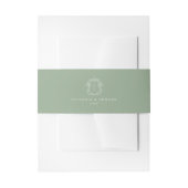 Sage Green Crest Monogram Wedding Uitnodigingen Wikkel (Voorkant Voorbeeld)