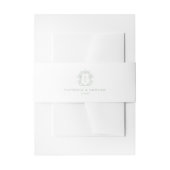 Sage Green Crest Monogram Wedding Uitnodigingen Wikkel (Voorkant Voorbeeld)