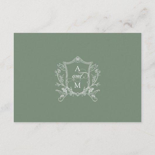 Sage Green Crest RSVP Informatiekaartje (Achterkant)