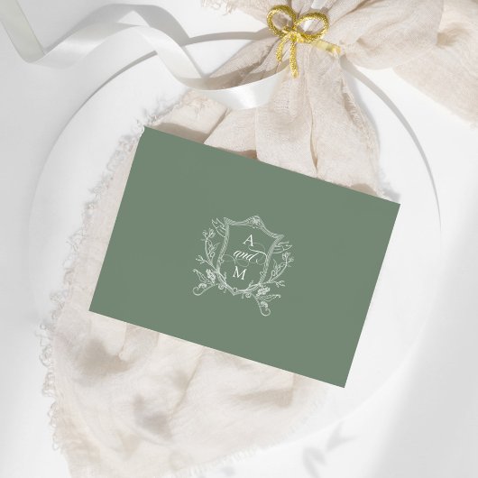 Sage Green Crest RSVP Informatiekaartje