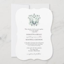 Sage Green Crest Trouwuitnodigingen Christelijk Kaart