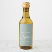 Sage Green Cross Boy Baptism Mini Wine Label Wijn Etiket (Voorkant)