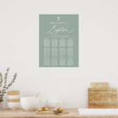 Sage Green Cross Boy Baptism Separation Chart Sign Poster (Keuken)